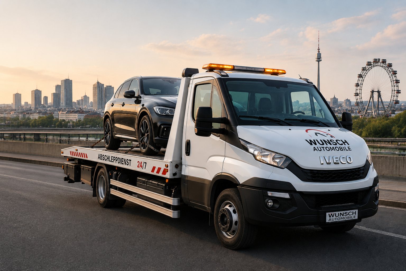 Iveco Abschleppwagen von Wunsch Automobile im Einsatz